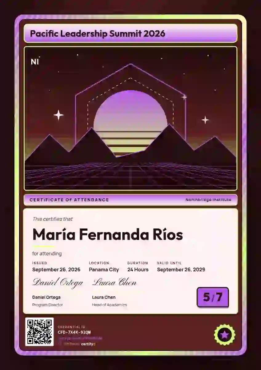 Trading Card Orchid event attendance certificate template