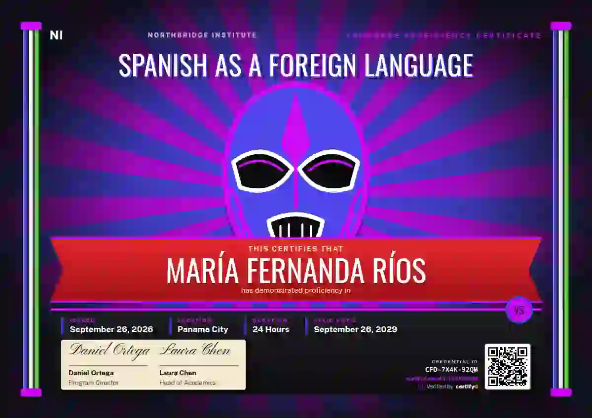 Lucha Libre Ultramarine language proficiency certificate template