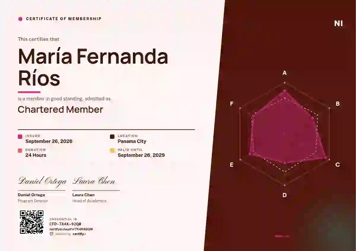 Radar Chart Vermilion membership certificate template