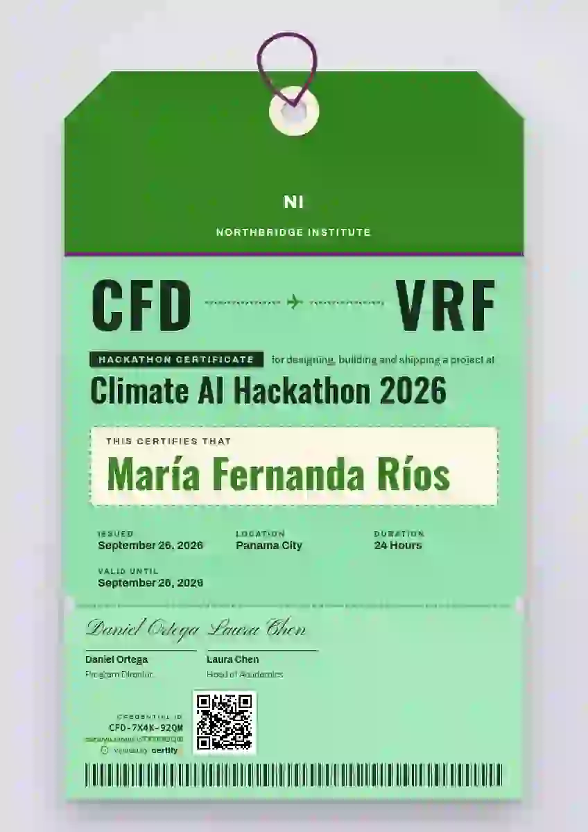 Luggage Tag Soft Fern hackathon certificate template