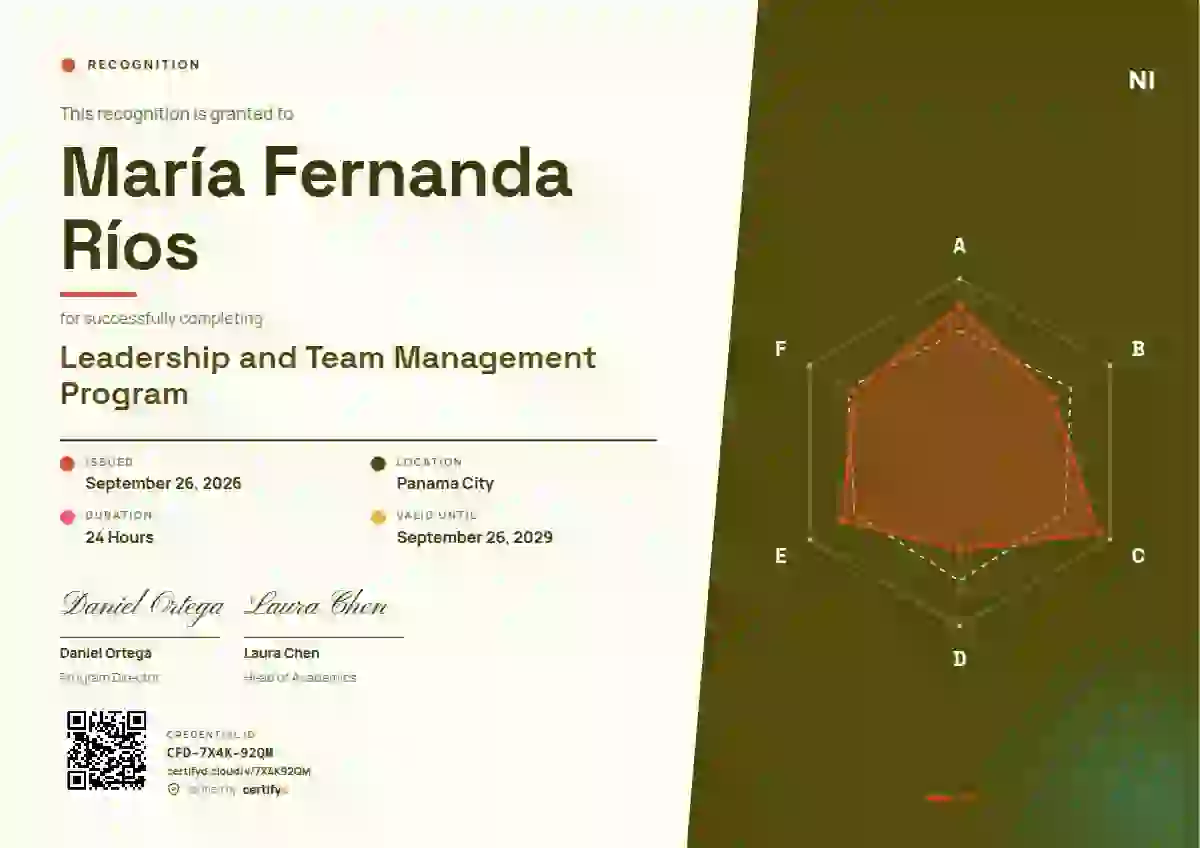Radar Chart Marigold latin america certificate template