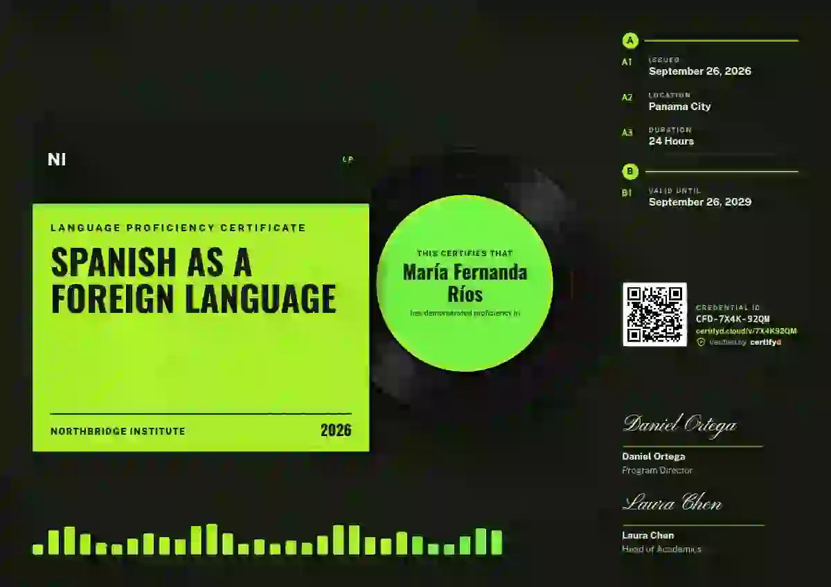 Vinyl Sleeve Soft Lime language proficiency certificate template
