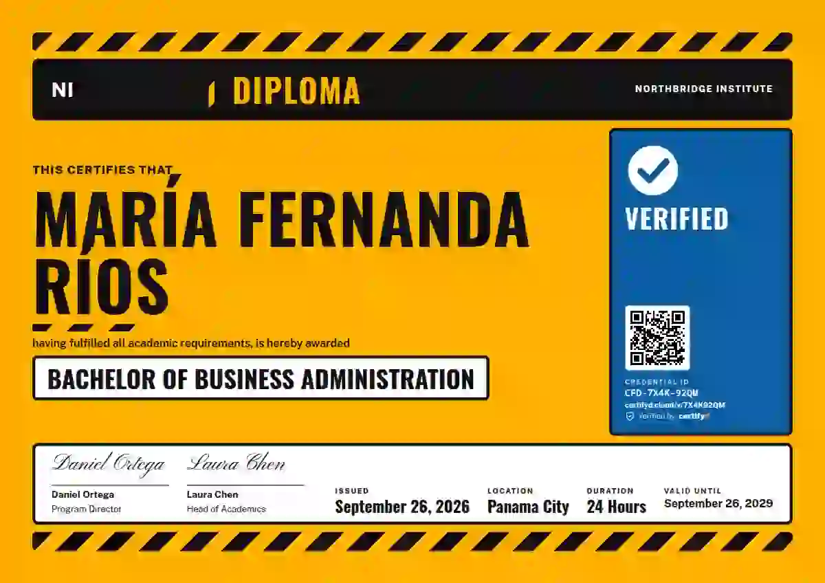 Hazard Sign Amber No Pictogram academic diploma certificate template