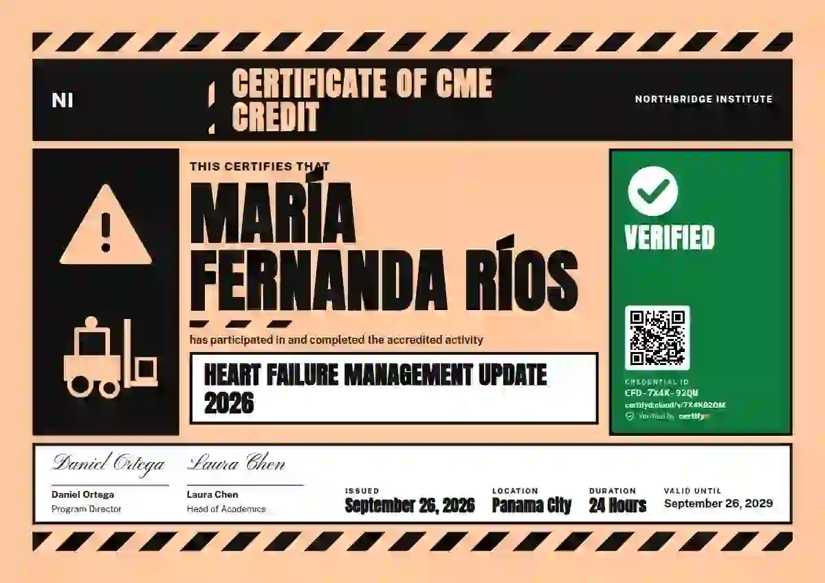 Plantilla de certificado Hazard Sign Pastel Peach Square Corners de salud y educación médica continua