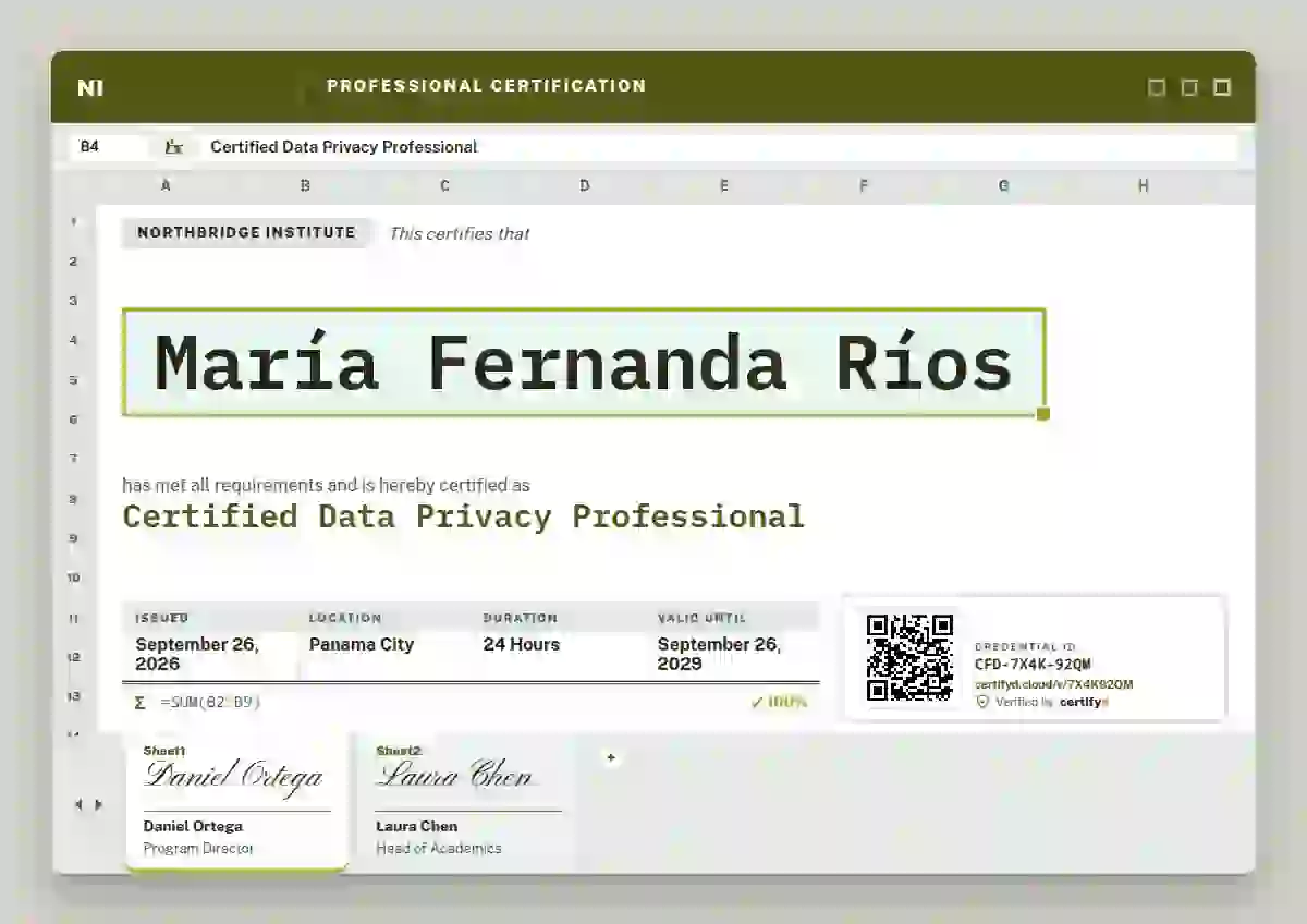Stock Sheet Lime No Gridlines professional certification certificate template