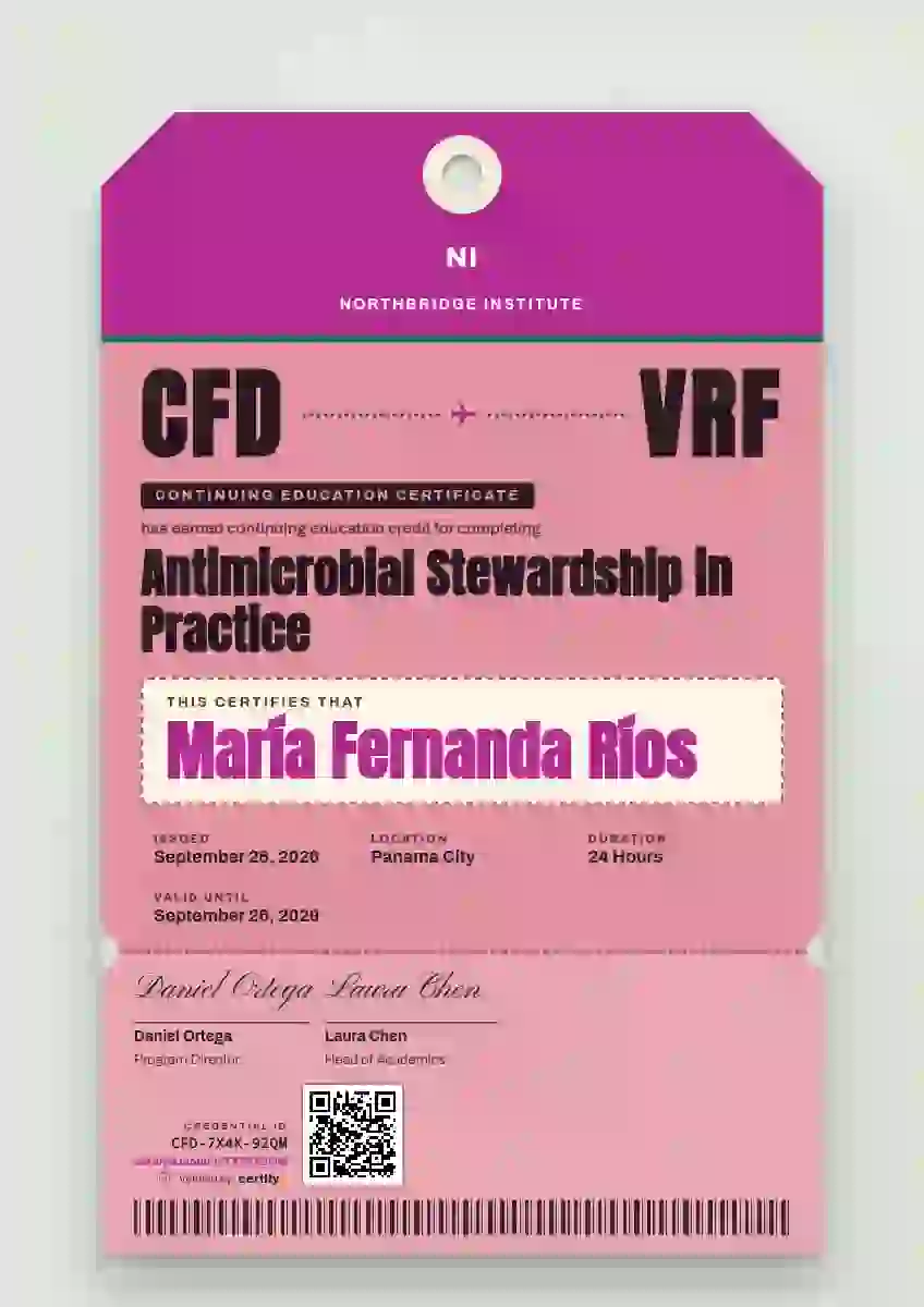 Plantilla de certificado Luggage Tag Magenta No String de educación continua