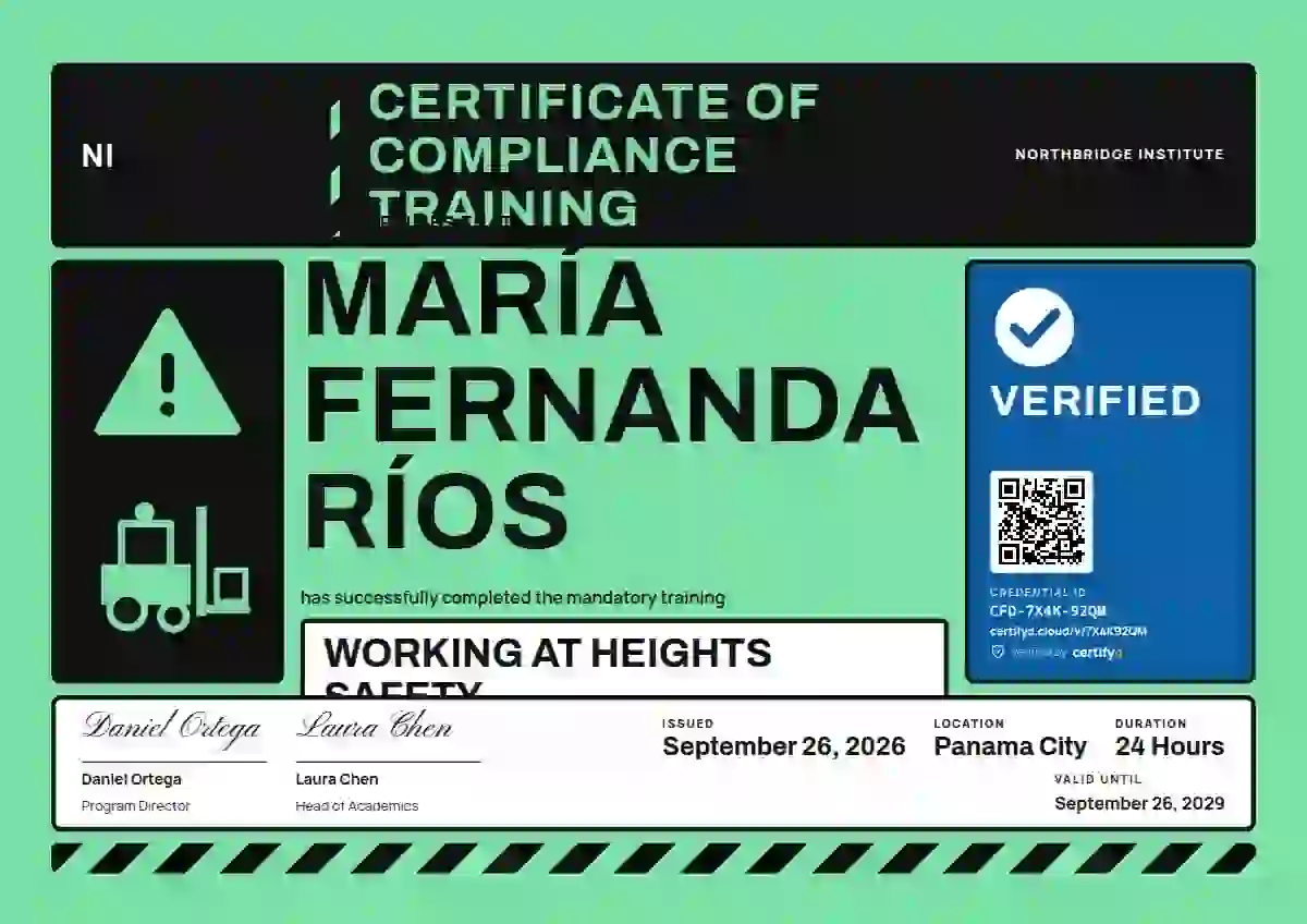Plantilla de certificado Hazard Sign Mint Signal No Top Stripe de cumplimiento y seguridad