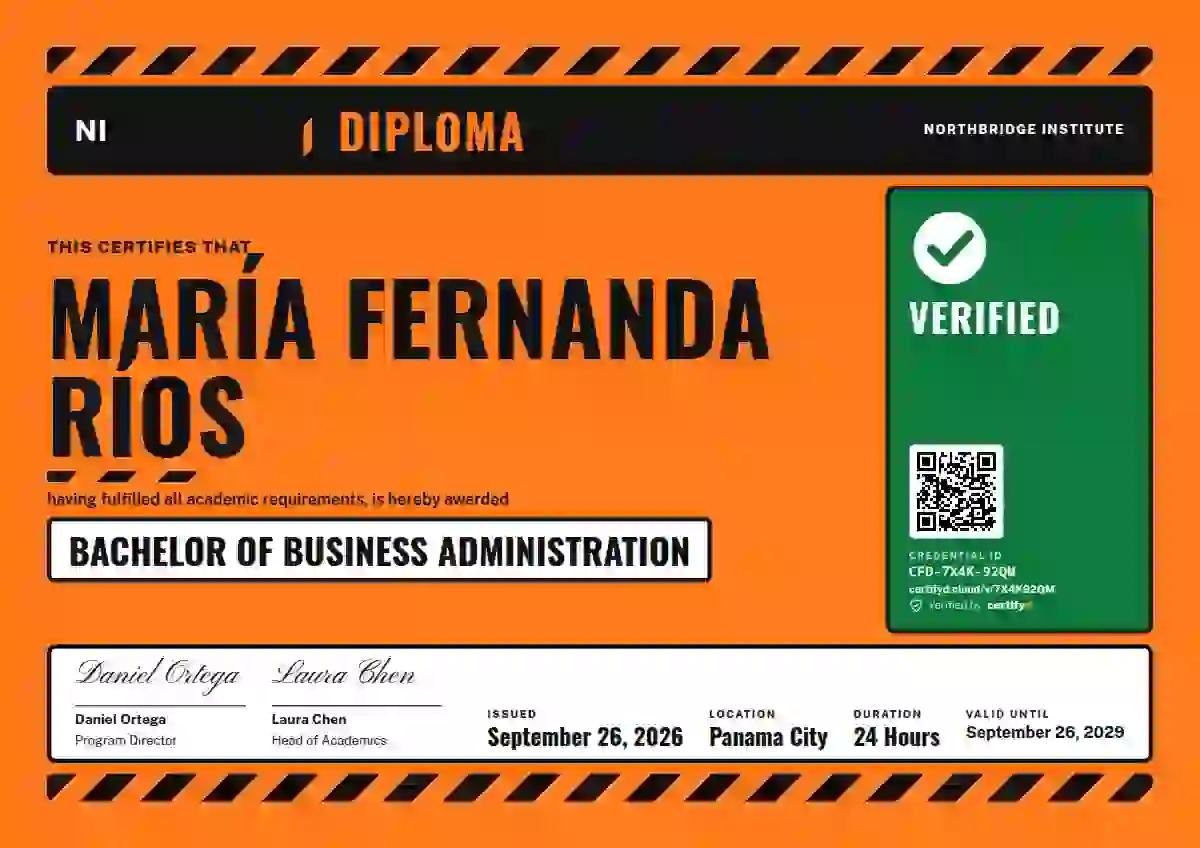 Hazard Sign Safety Orange No Pictogram academic diploma certificate template