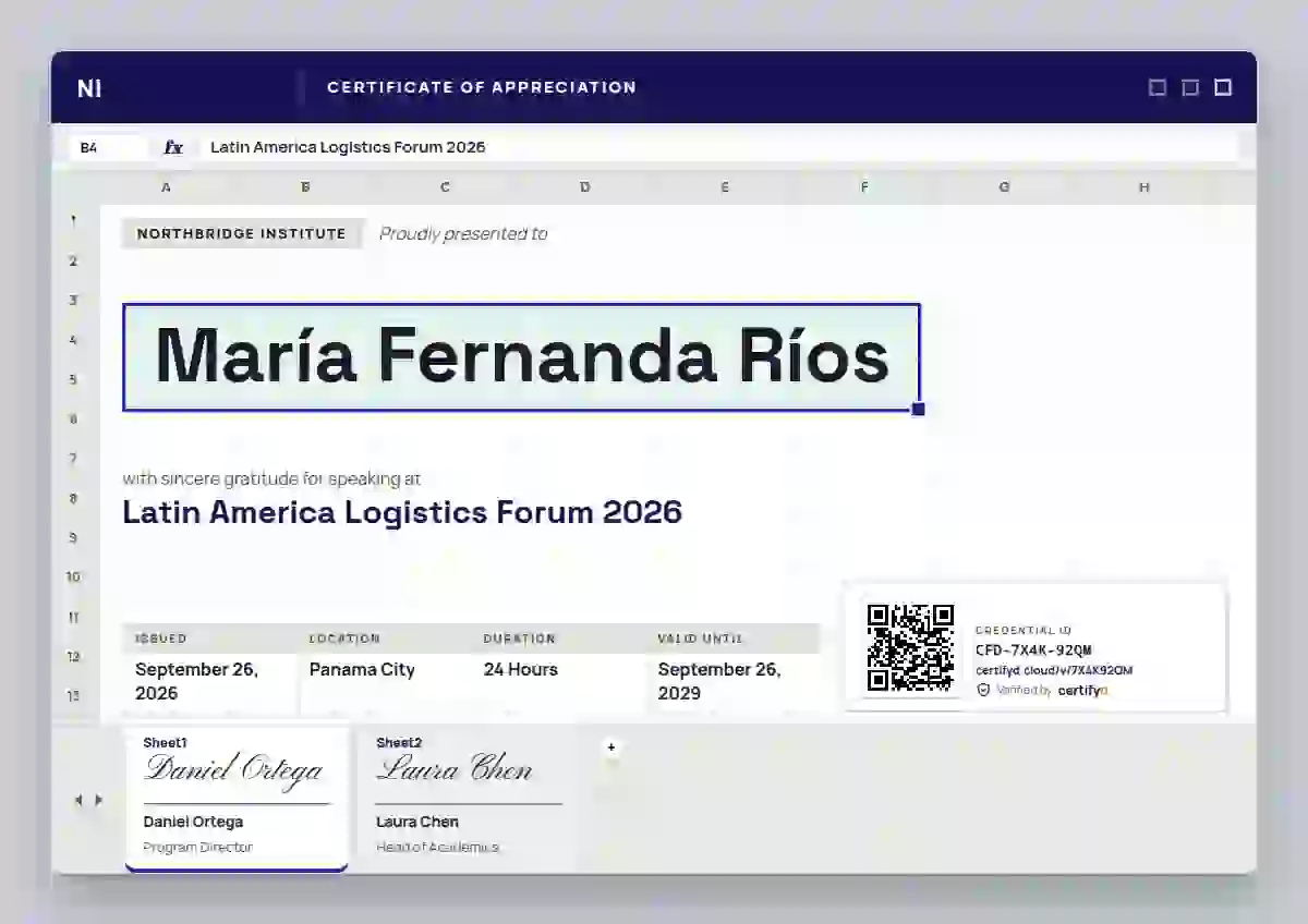 Stock Sheet Ultramarine No Totals Row conference speaker certificate template