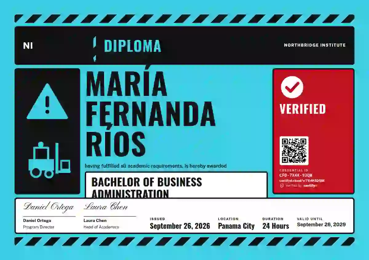 Hazard Sign Sky Cyan Tall Plate academic diploma certificate template