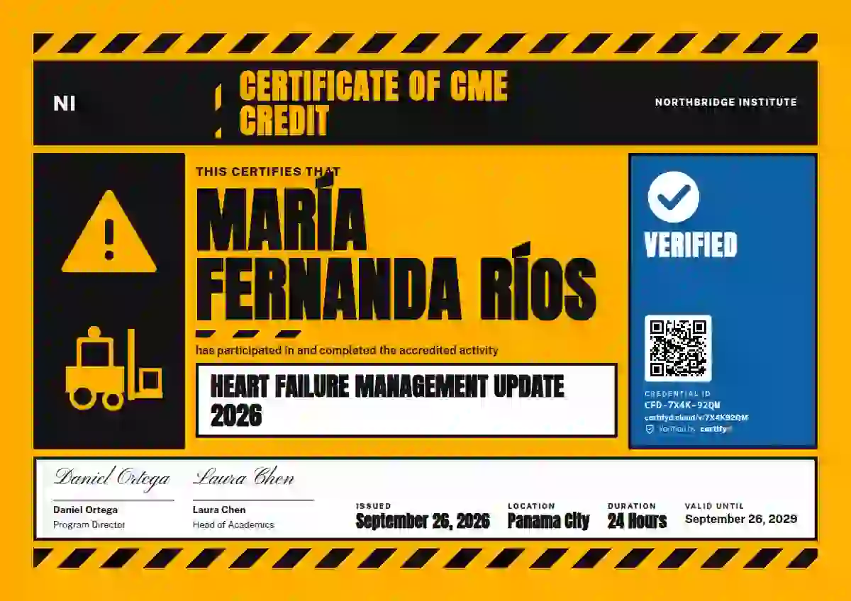 Hazard Sign Amber Square Corners healthcare and cme certificate template