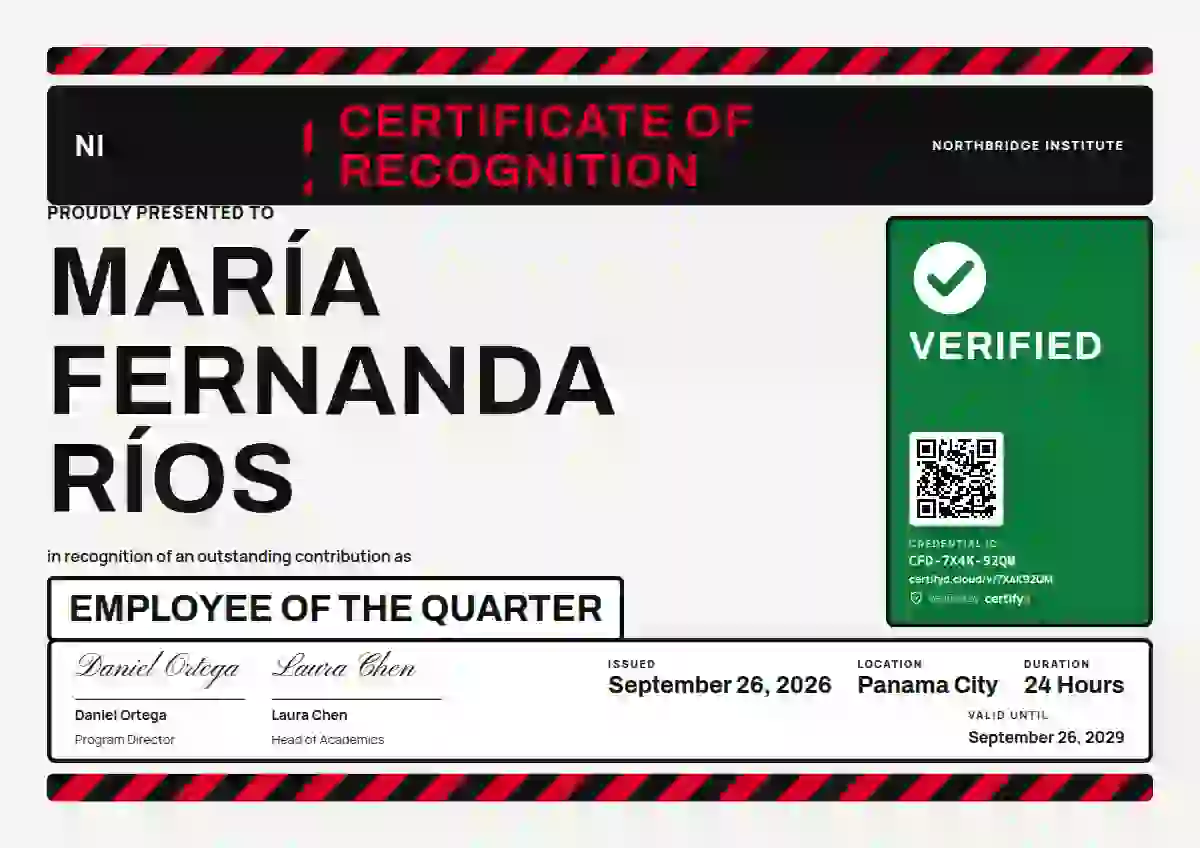 Plantilla de certificado Hazard Sign Signal White No Pictogram de reconocimiento a colaboradores