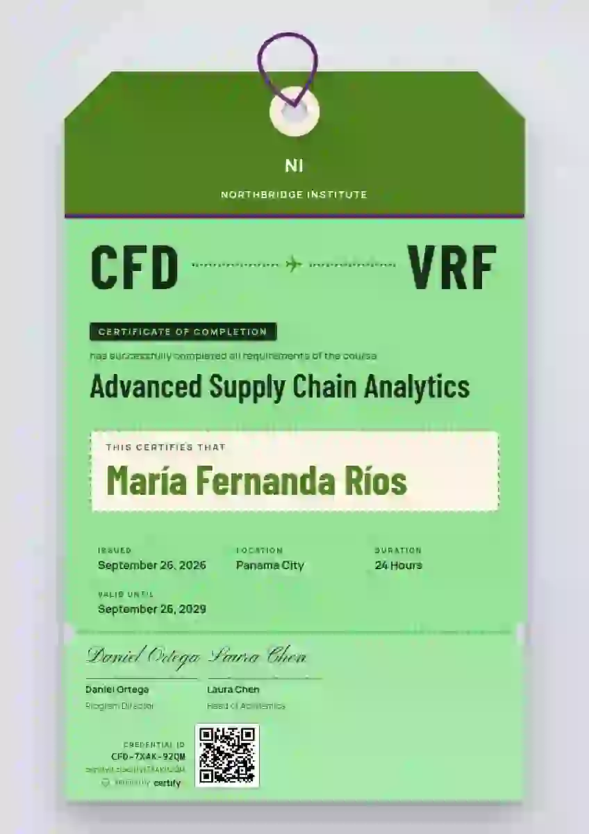 Luggage Tag Fern No Barcode course completion certificate template