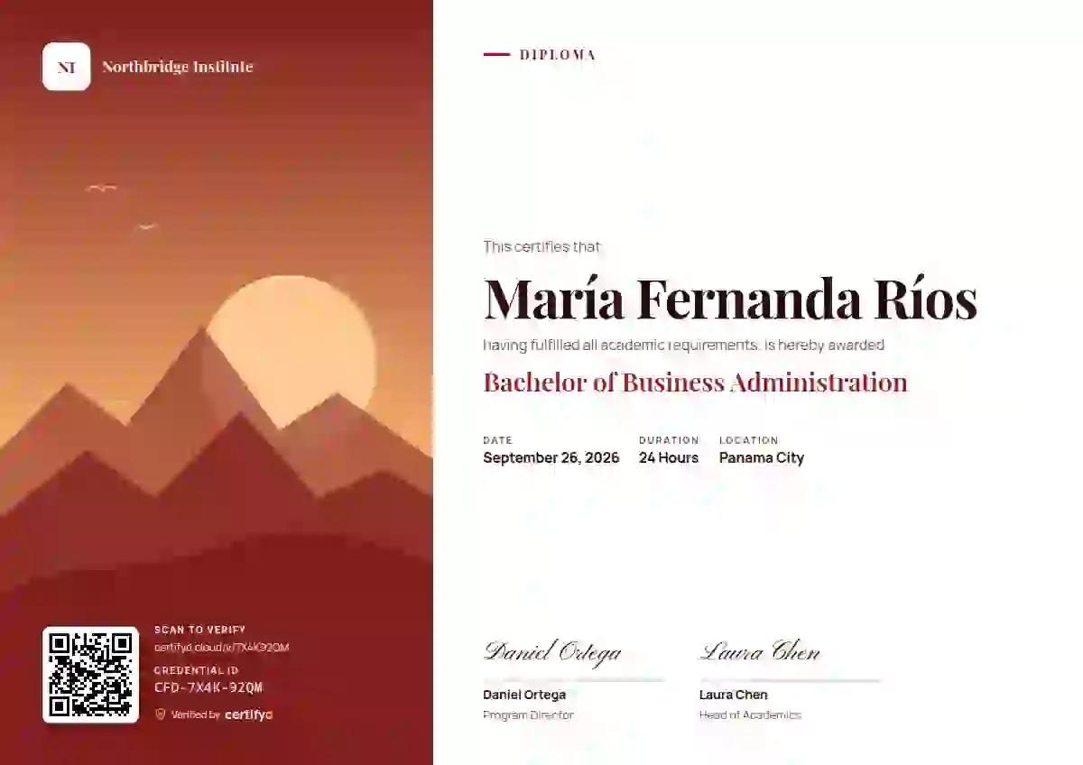 Plantilla de certificado Duotone Crimson de diploma académico