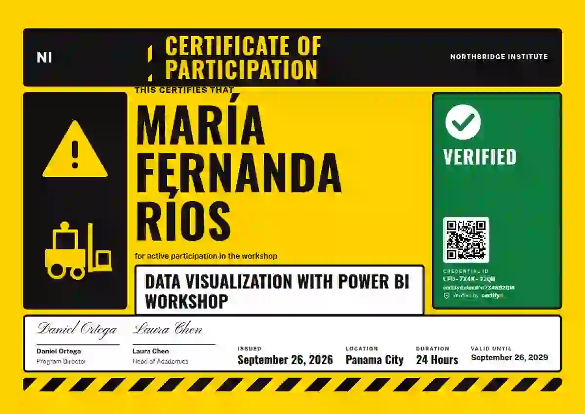 Hazard Sign Jade No Top Stripe webinar and workshop certificate template