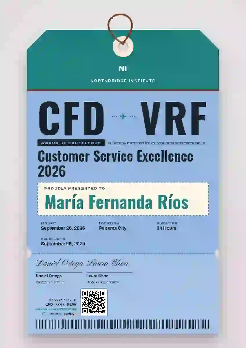 Plantilla de certificado Luggage Tag Lagoon Huge Route Codes de premios y logros