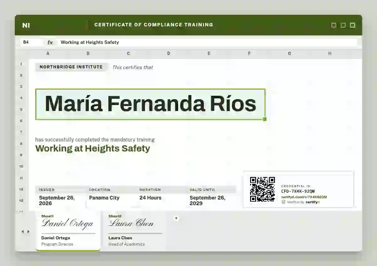 Stock Sheet Soft Lime No Totals Row compliance and safety certificate template