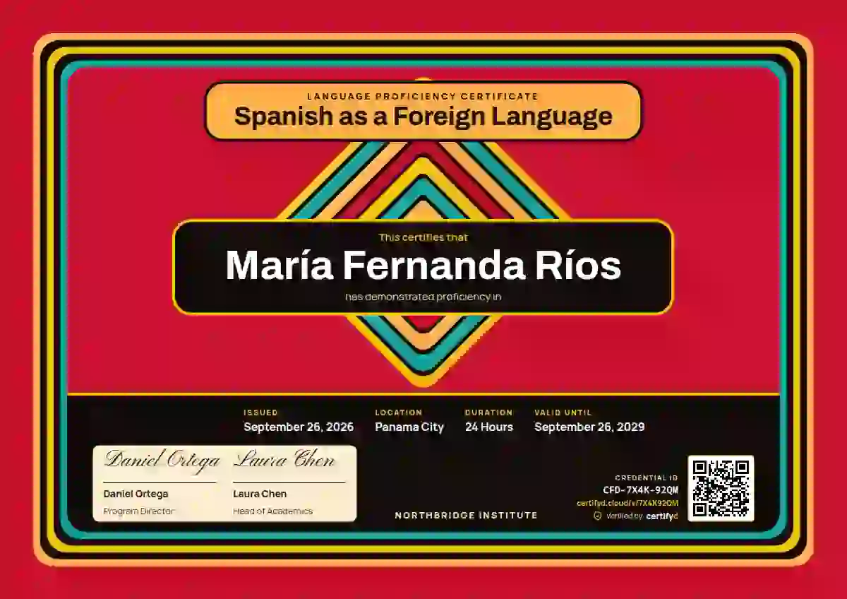 Mola Panel Amber No Wings language proficiency certificate template