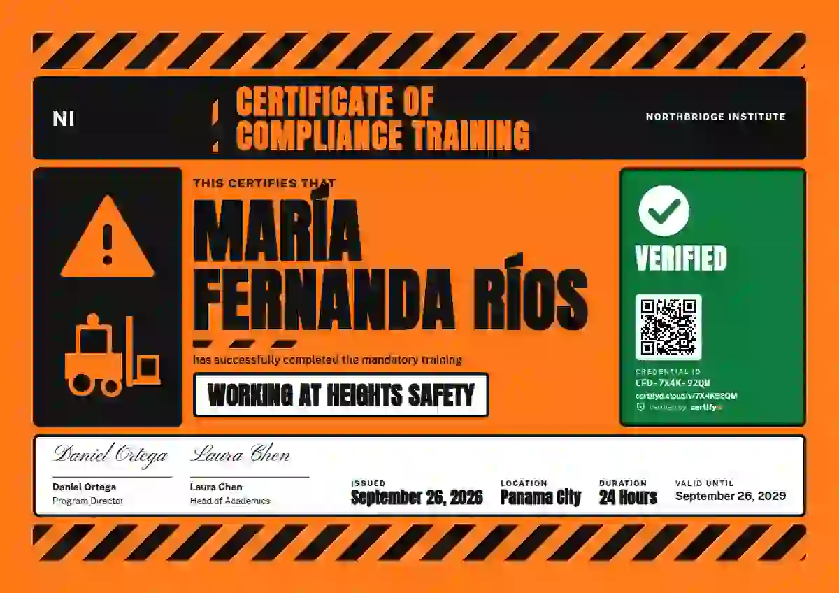 Hazard Sign Safety Orange Thick Stripes compliance and safety certificate template