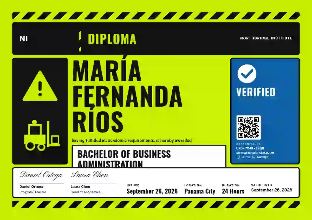 Hazard Sign Hi-Vis Lime Tall Plate academic diploma certificate template