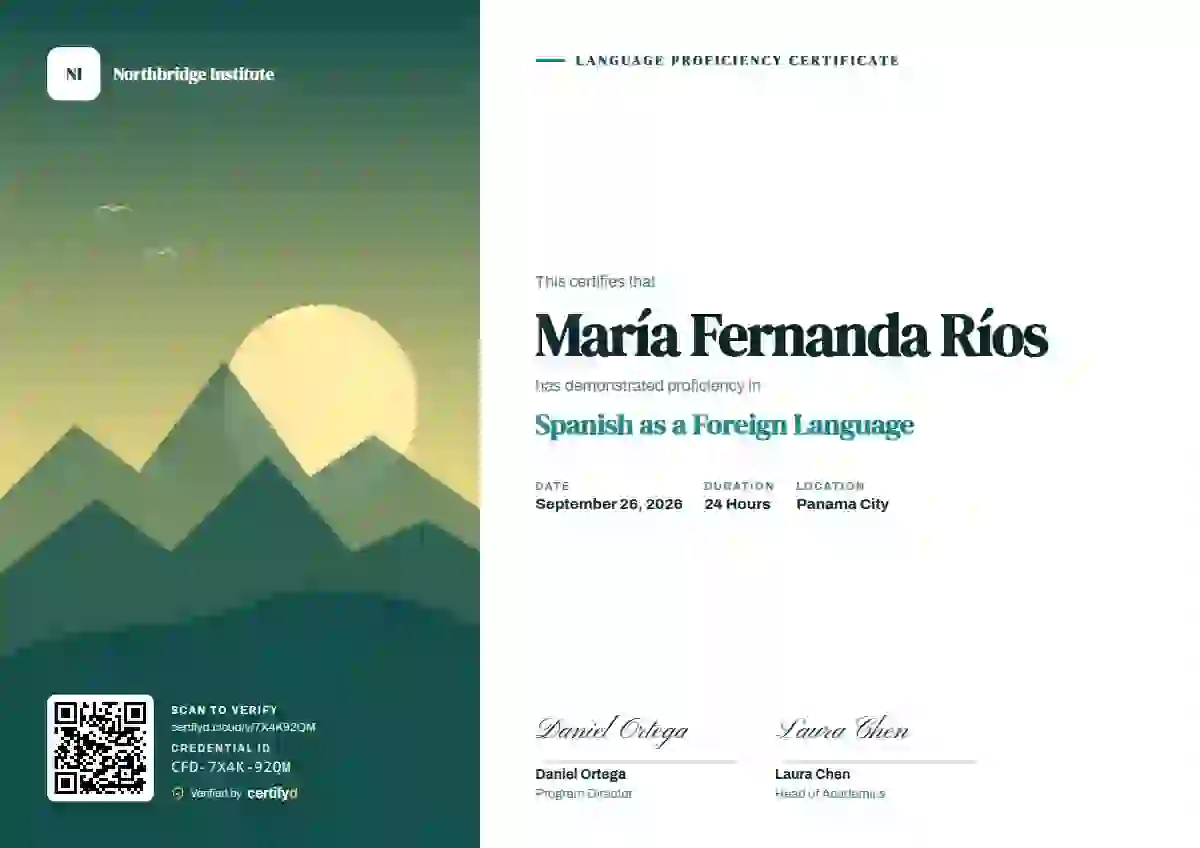 Duotone Teal language proficiency certificate template