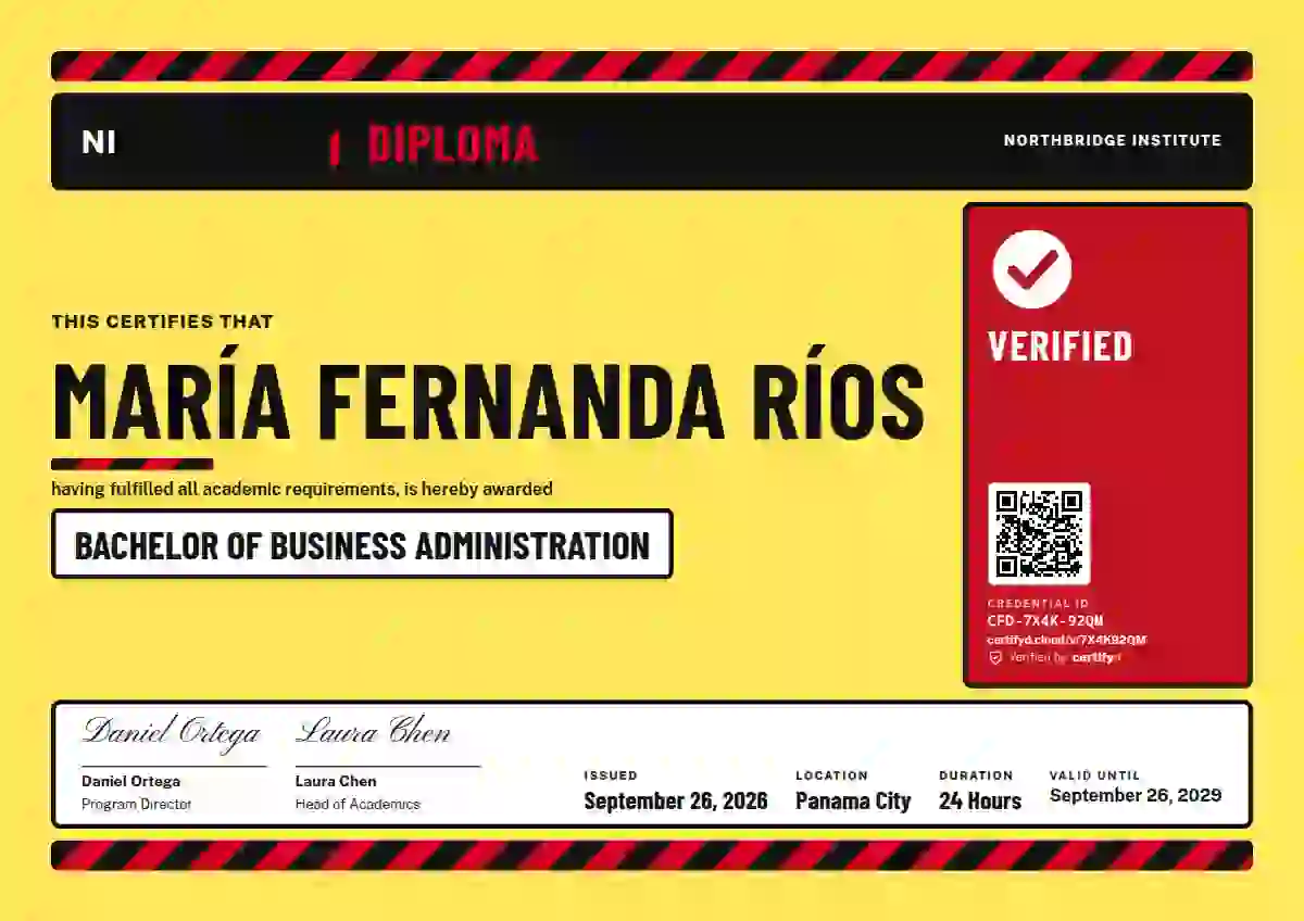 Hazard Sign Pale Lemon No Pictogram 2 academic diploma certificate template