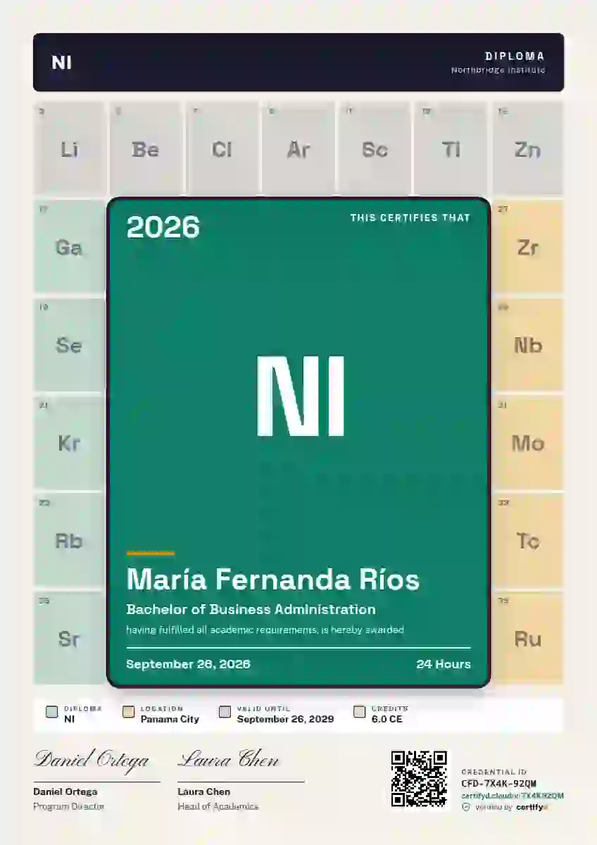Periodic Tile academic diploma certificate template