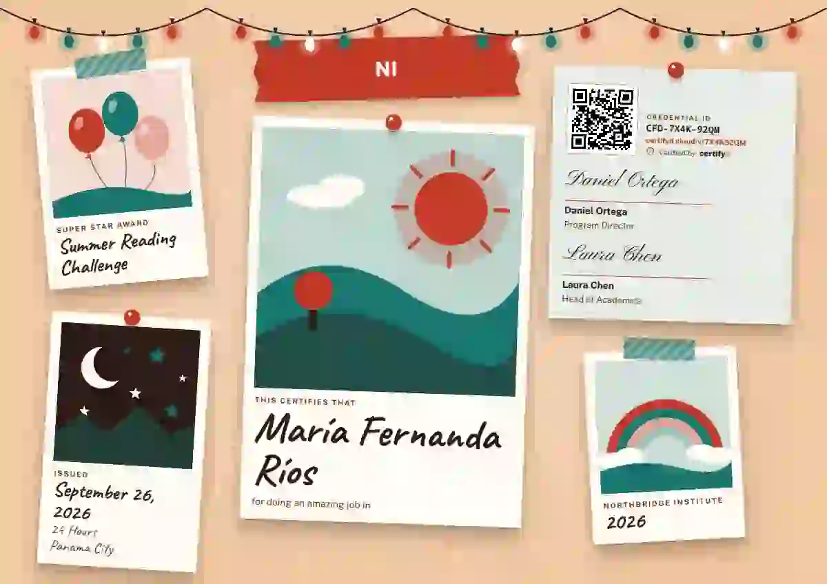 Polaroid Wall school and kids certificate template