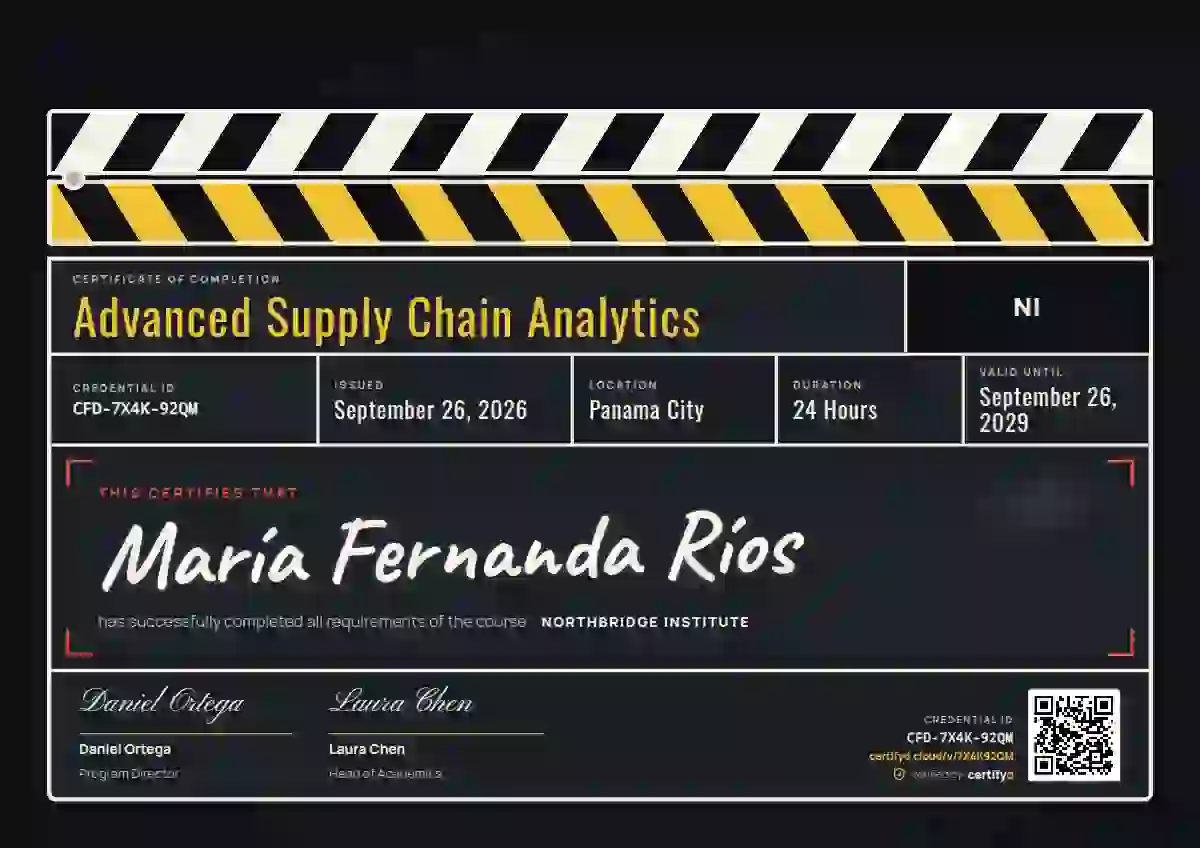 Clapperboard Marigold course completion certificate template