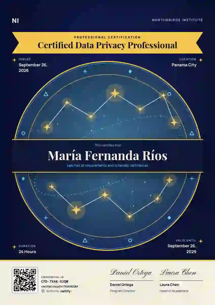 Constellation Chart Amber professional certification certificate template