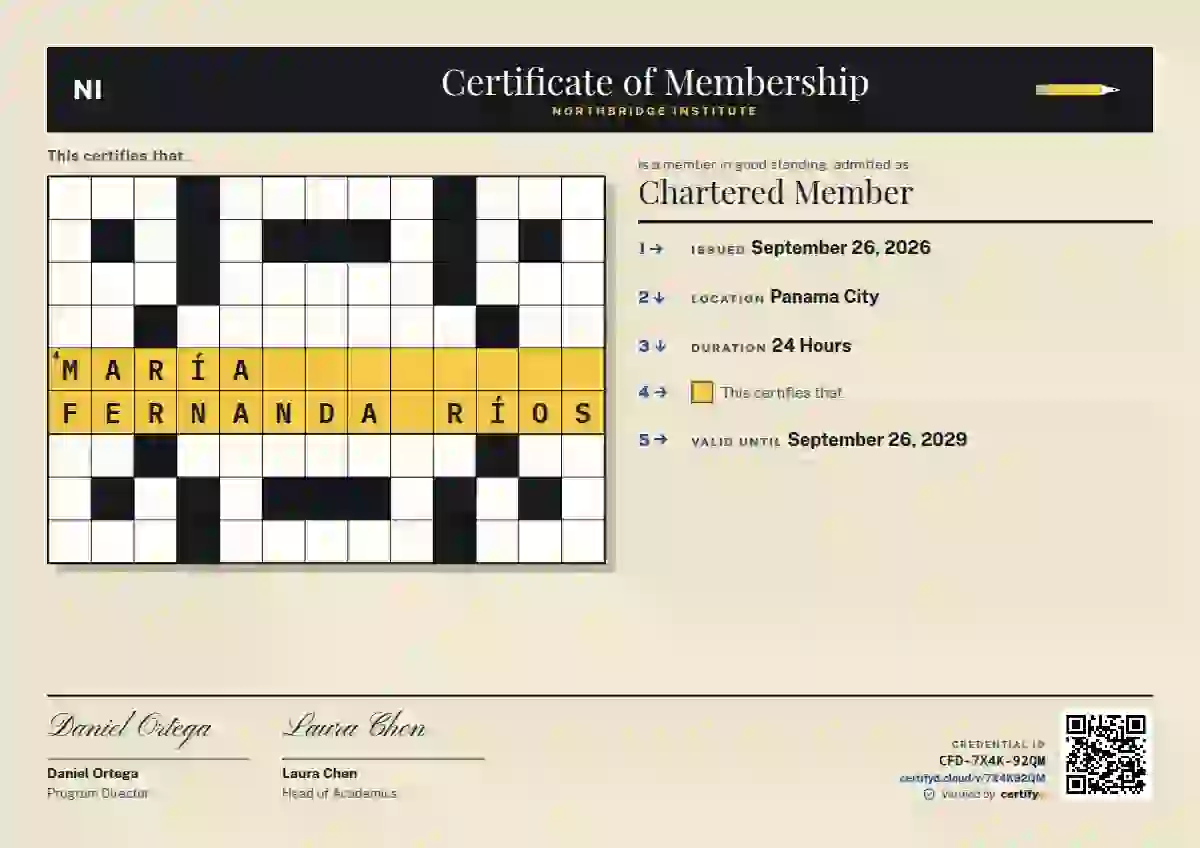 Crossword Azure membership certificate template