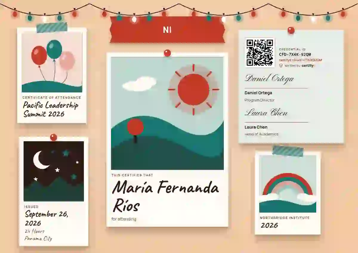 Polaroid Wall Vermilion event attendance certificate template