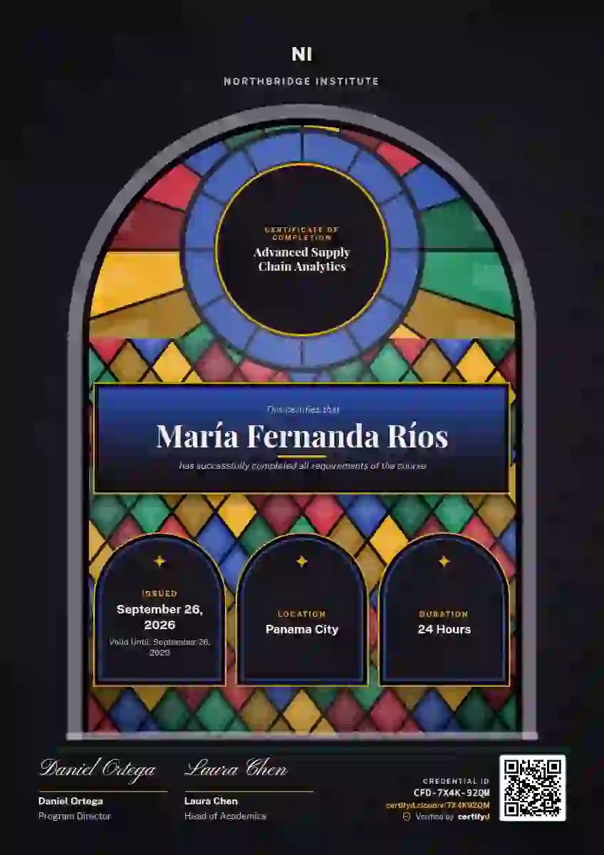 Stained Glass Scarlet course completion certificate template