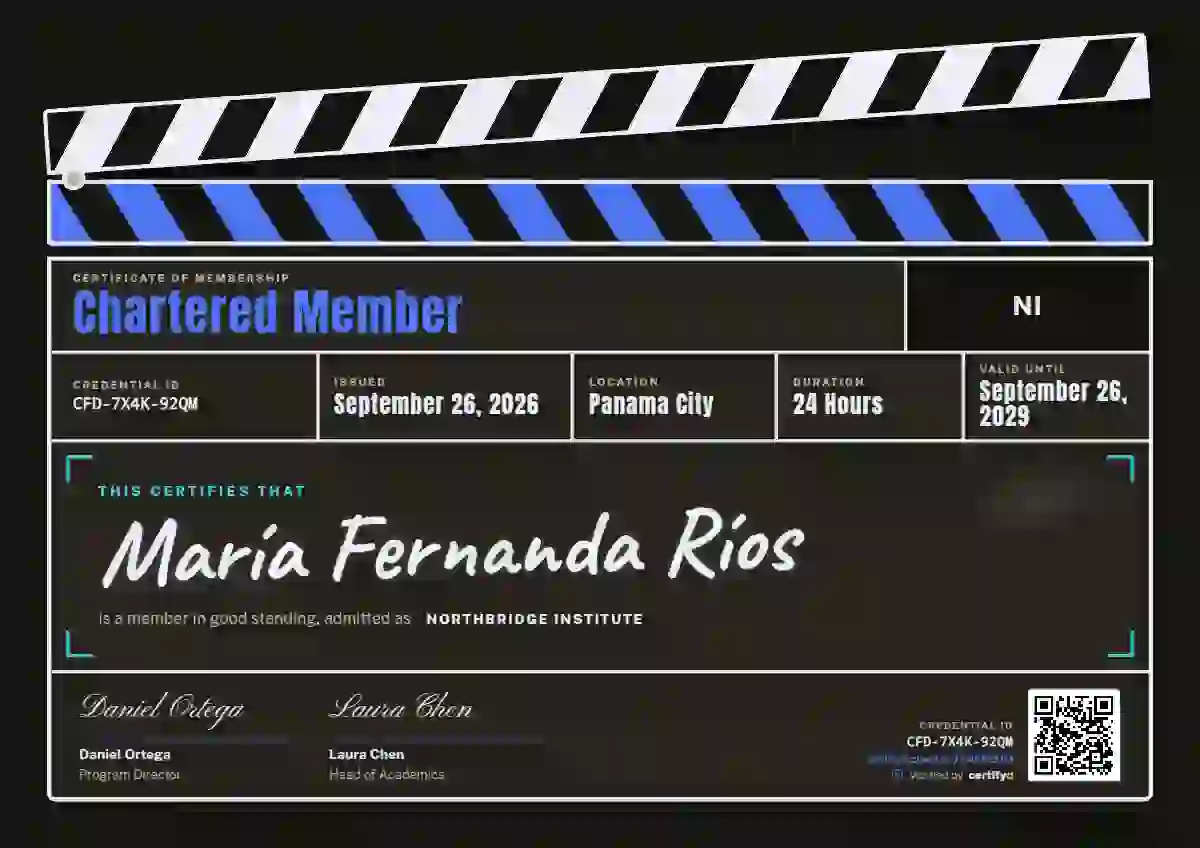Plantilla de certificado Clapperboard Sapphire de membresía