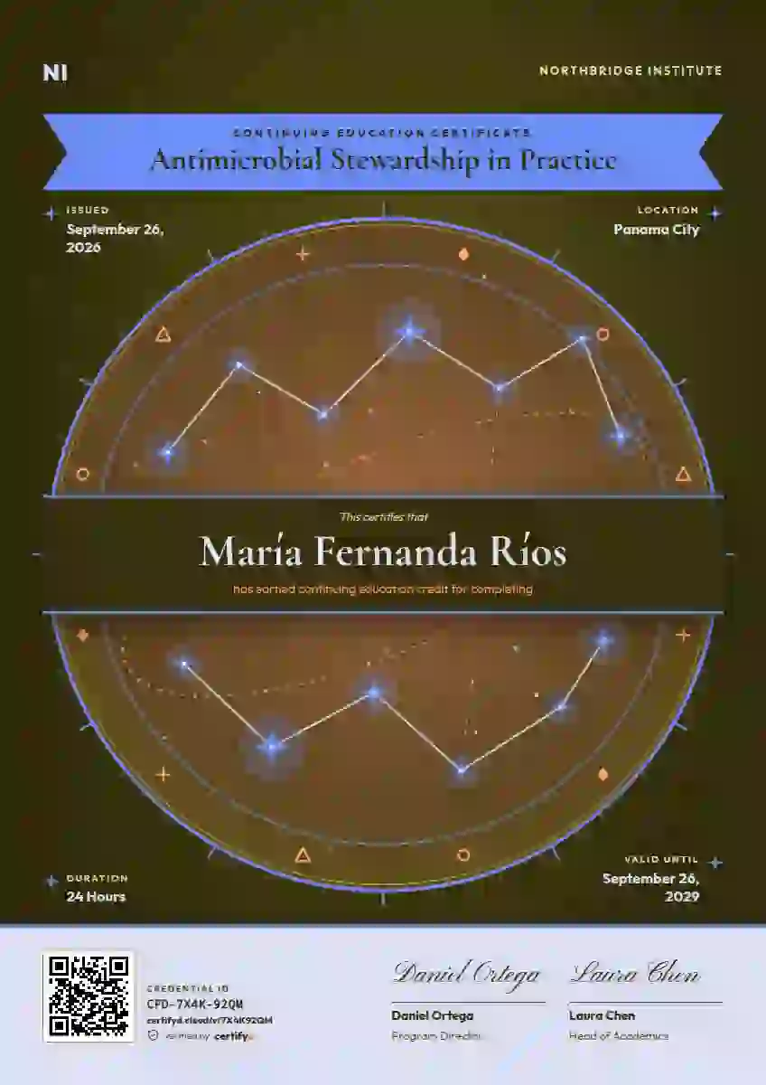 Plantilla de certificado Constellation Chart Sapphire de educación continua