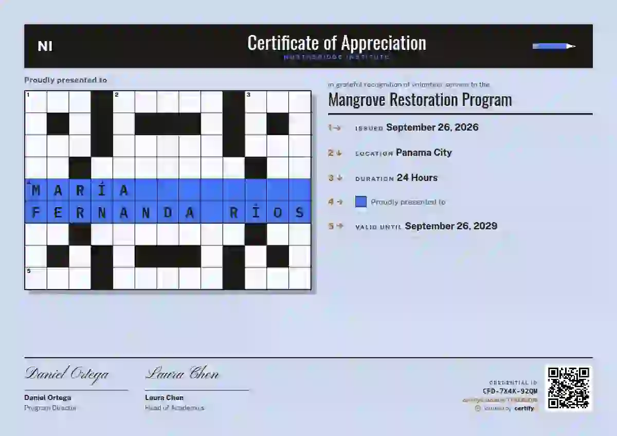 Crossword Amber volunteer appreciation certificate template