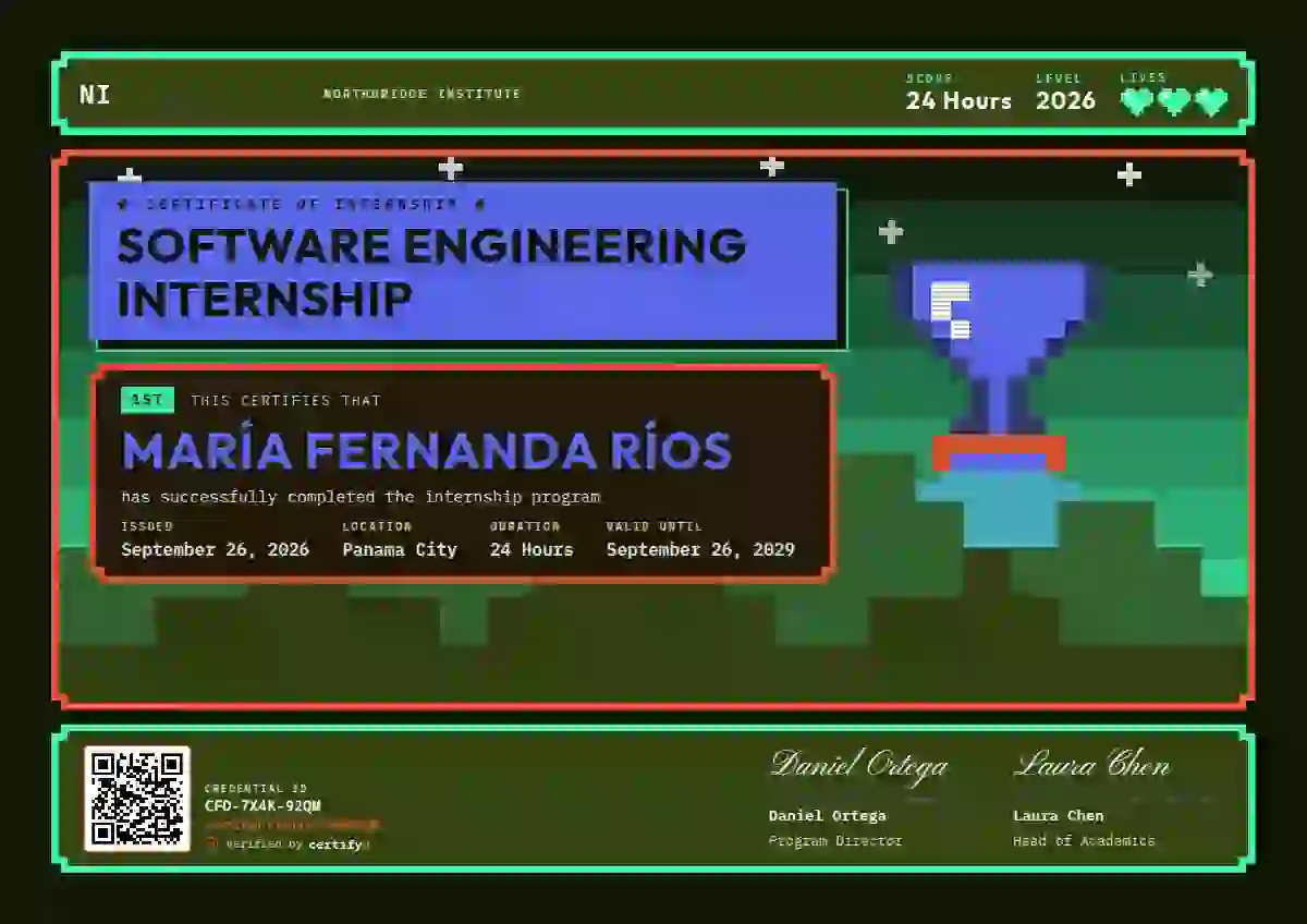 Plantilla de certificado Pixel Arcade Ultramarine de pasantía