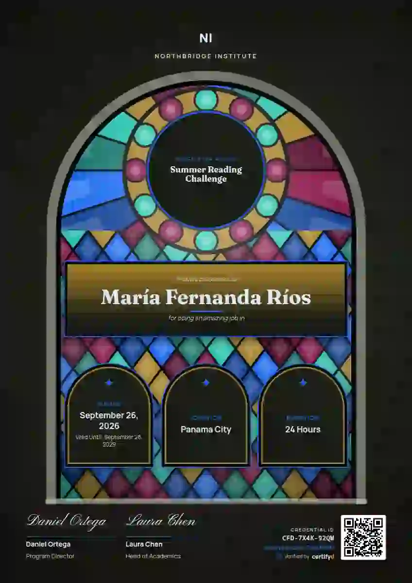 Stained Glass Seafoam school and kids certificate template