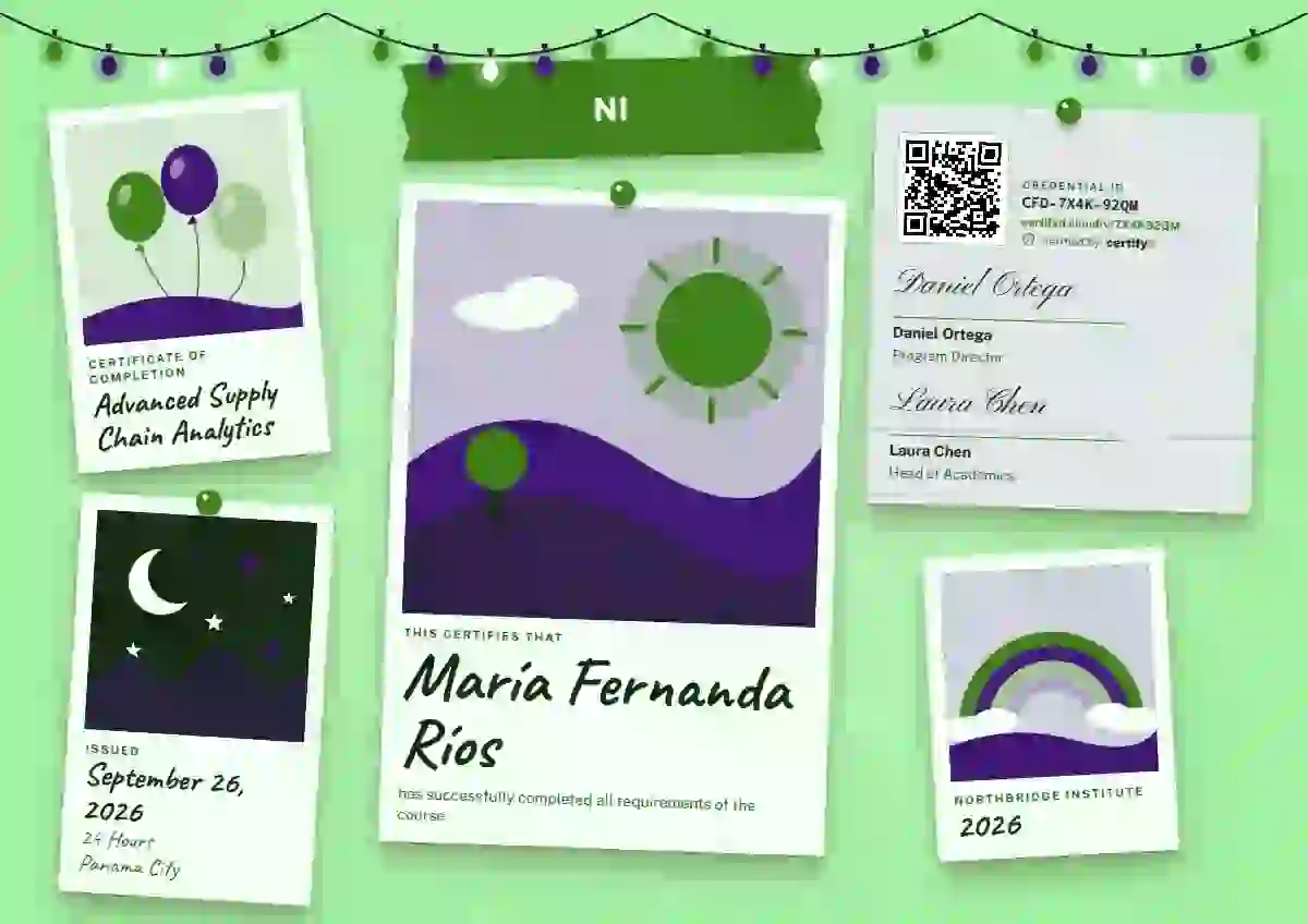 Polaroid Wall Fern course completion certificate template