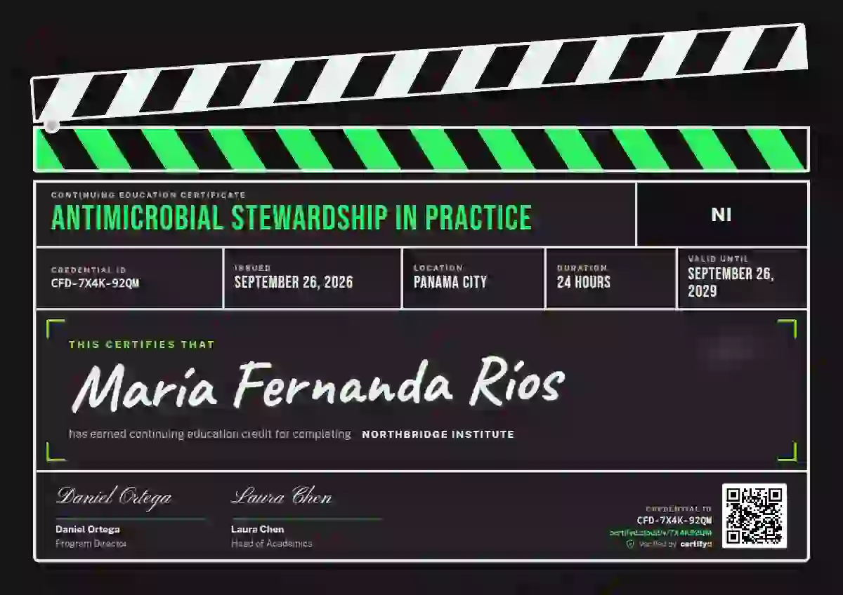 Clapperboard Meadow continuing education certificate template