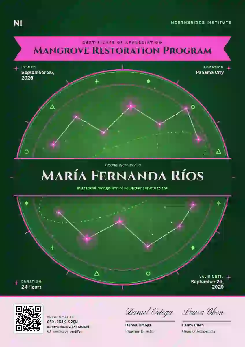 Constellation Chart Magenta volunteer appreciation certificate template