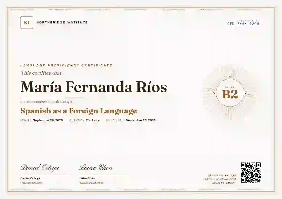 Guilloche Amber language proficiency certificate template
