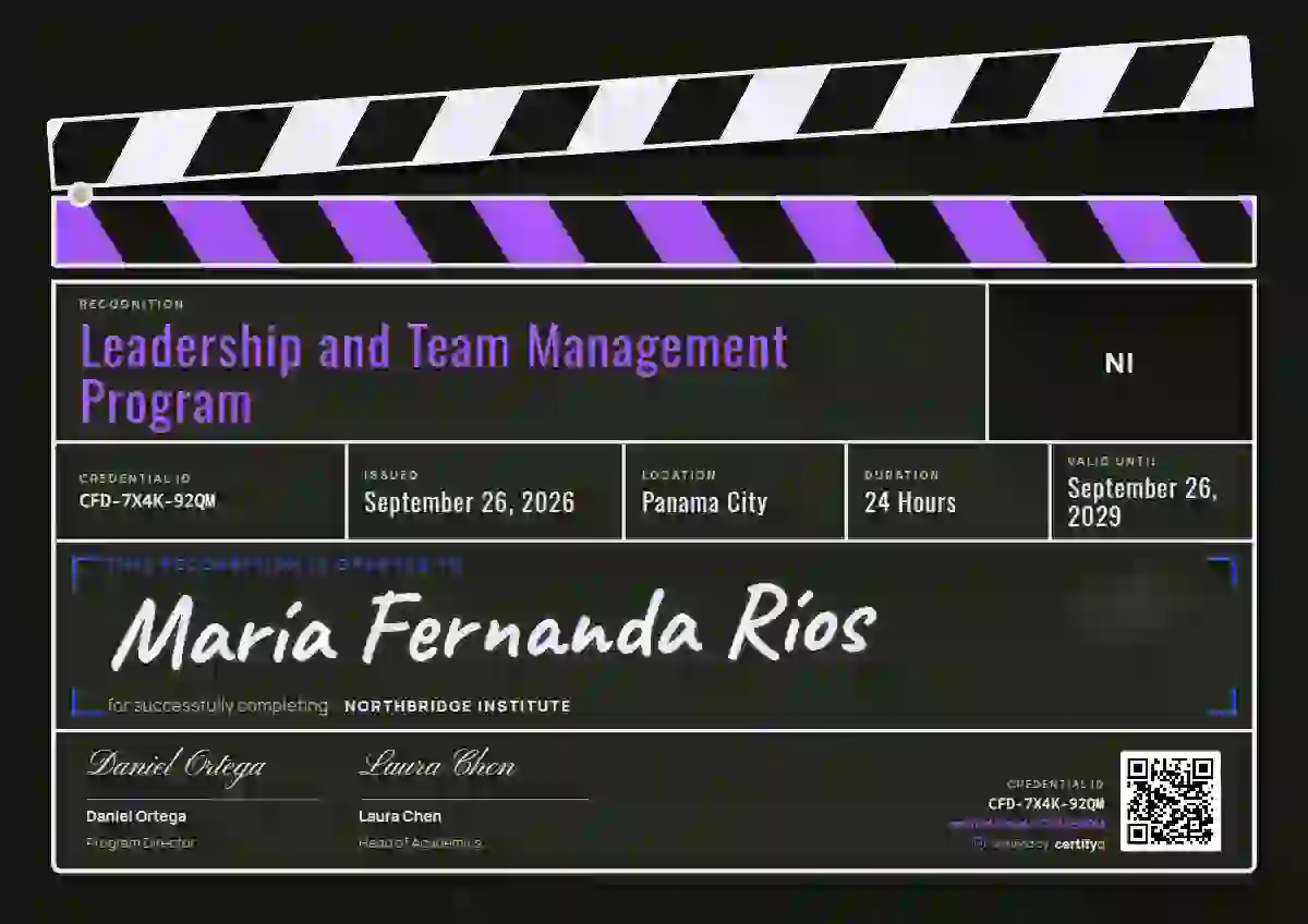 Clapperboard Amethyst latin america certificate template