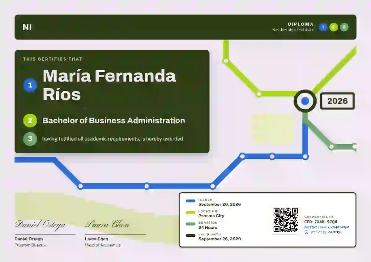 Metro Map Azure academic diploma certificate template