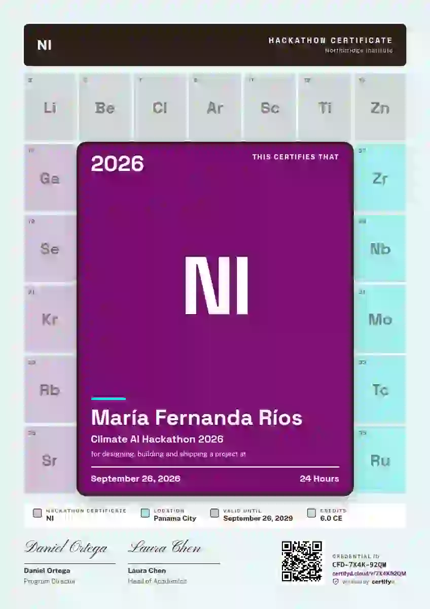 Periodic Tile Fuchsia hackathon certificate template
