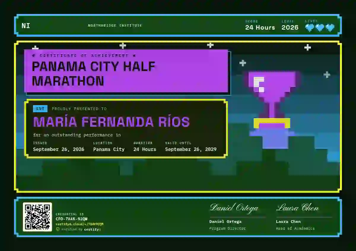 Pixel Arcade Orchid sports certificate template