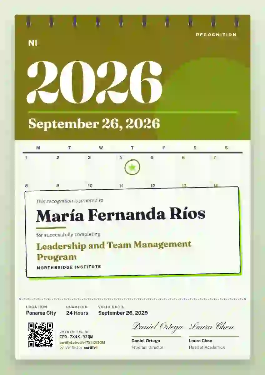 Wall Calendar Marigold latin america certificate template