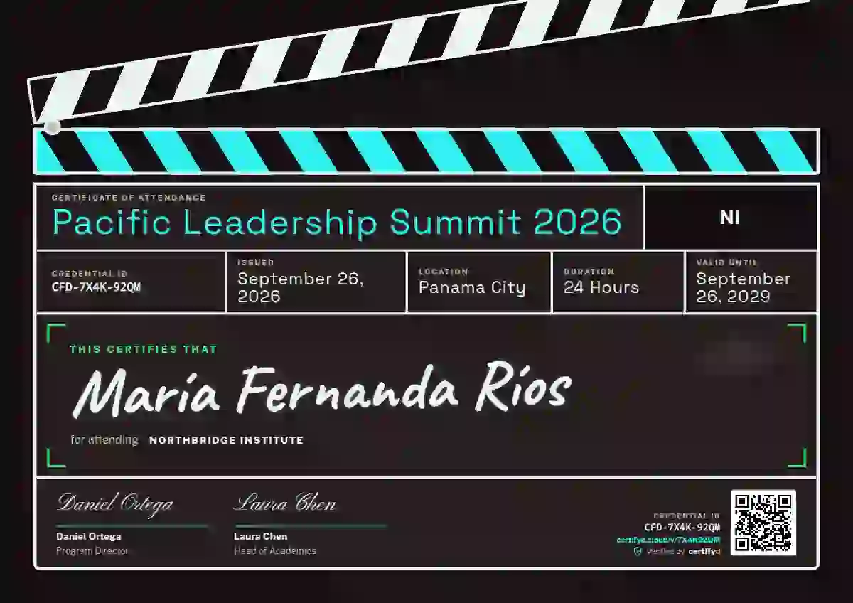Clapperboard Lagoon event attendance certificate template