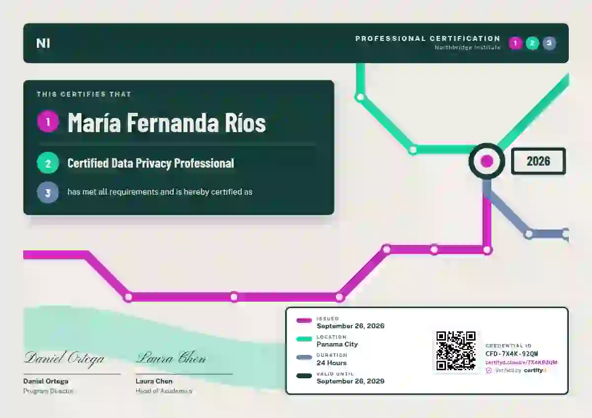 Metro Map Fuchsia professional certification certificate template