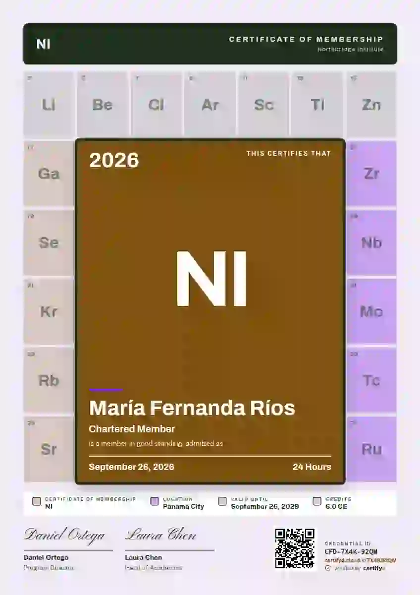 Periodic Tile Amber membership certificate template